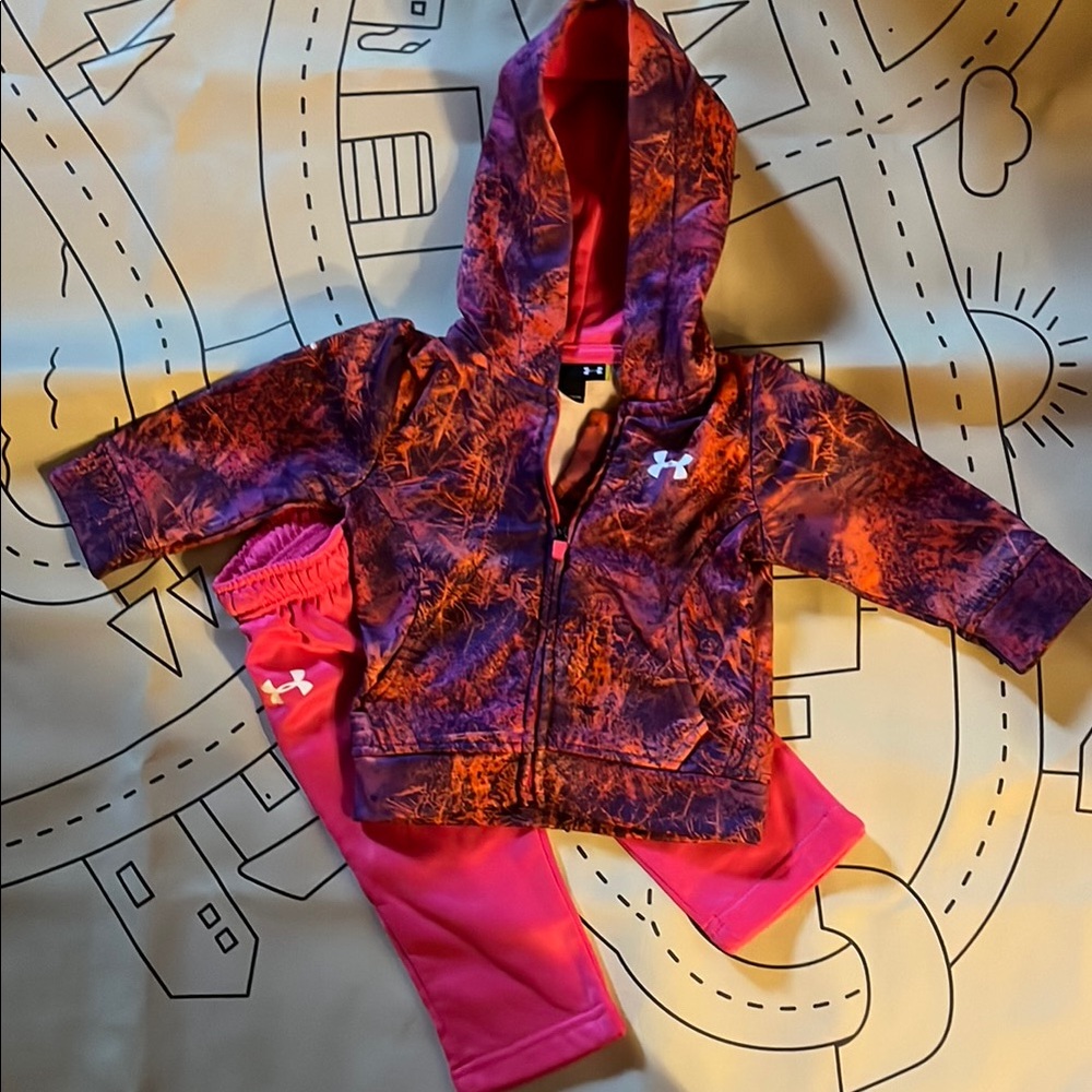 Under Armour Pink and Purple Hooded Jacket and Pants Set